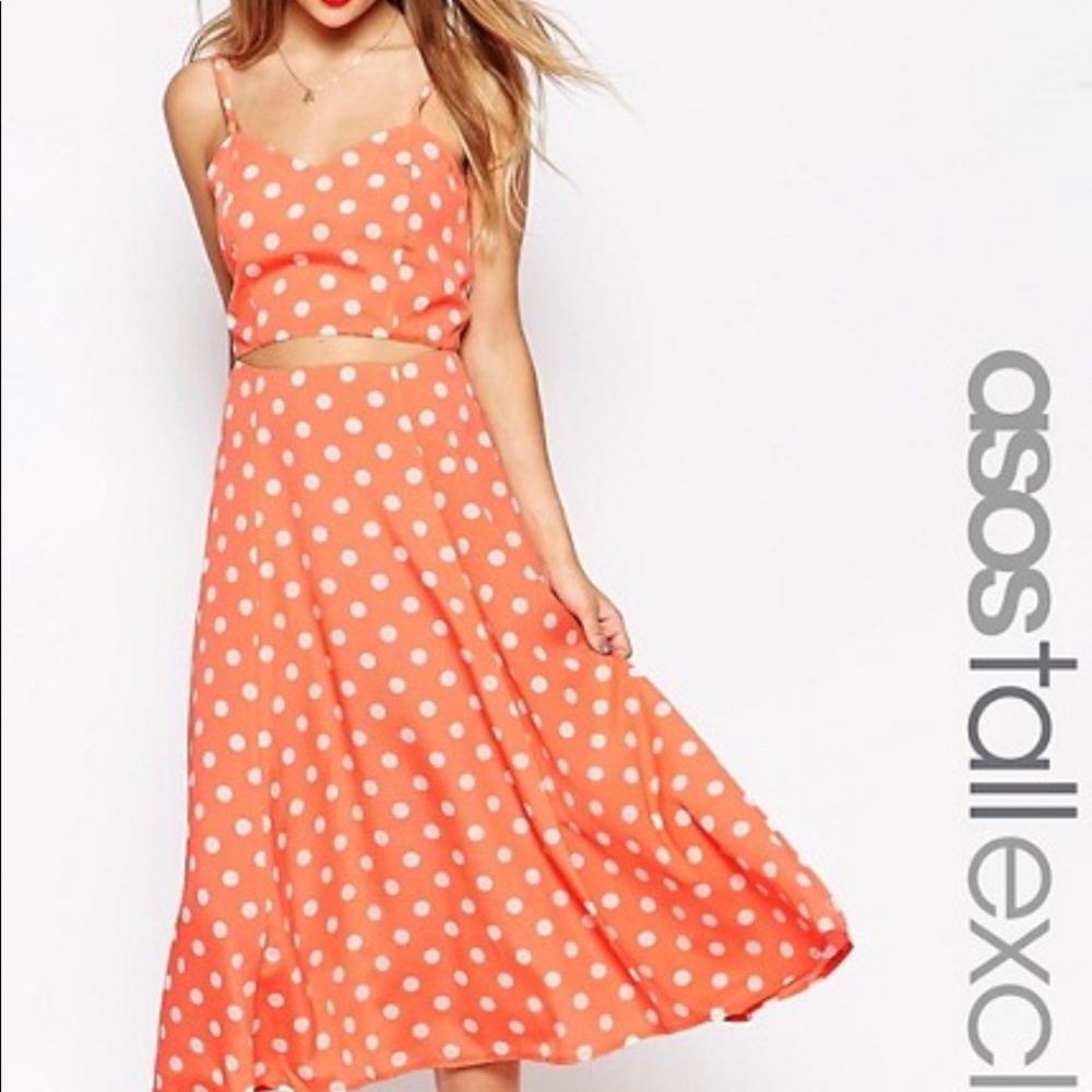 ASOS Tall Orange and White Maxi Dress with cutout